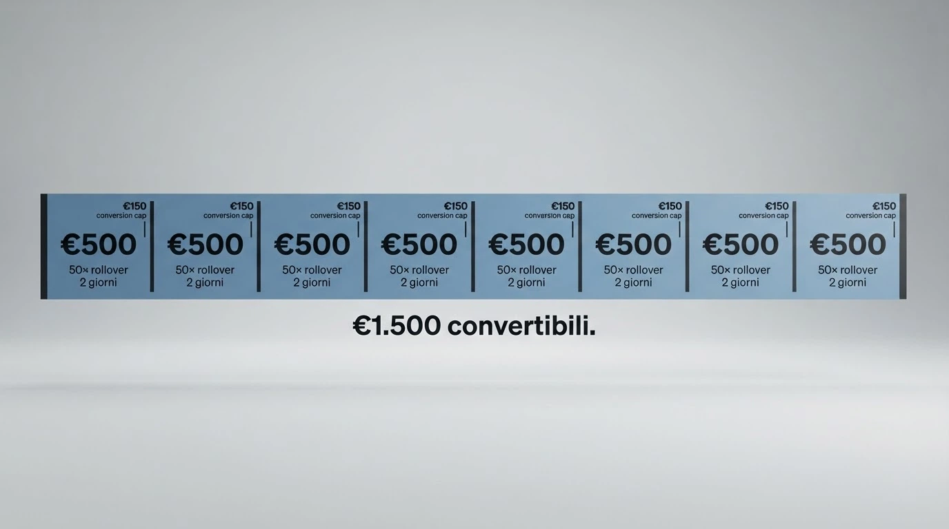Una rappresentazione visiva delle 10 tranche del Fun Bonus BetFlag, con l'importo di ciascuna e il provider associato