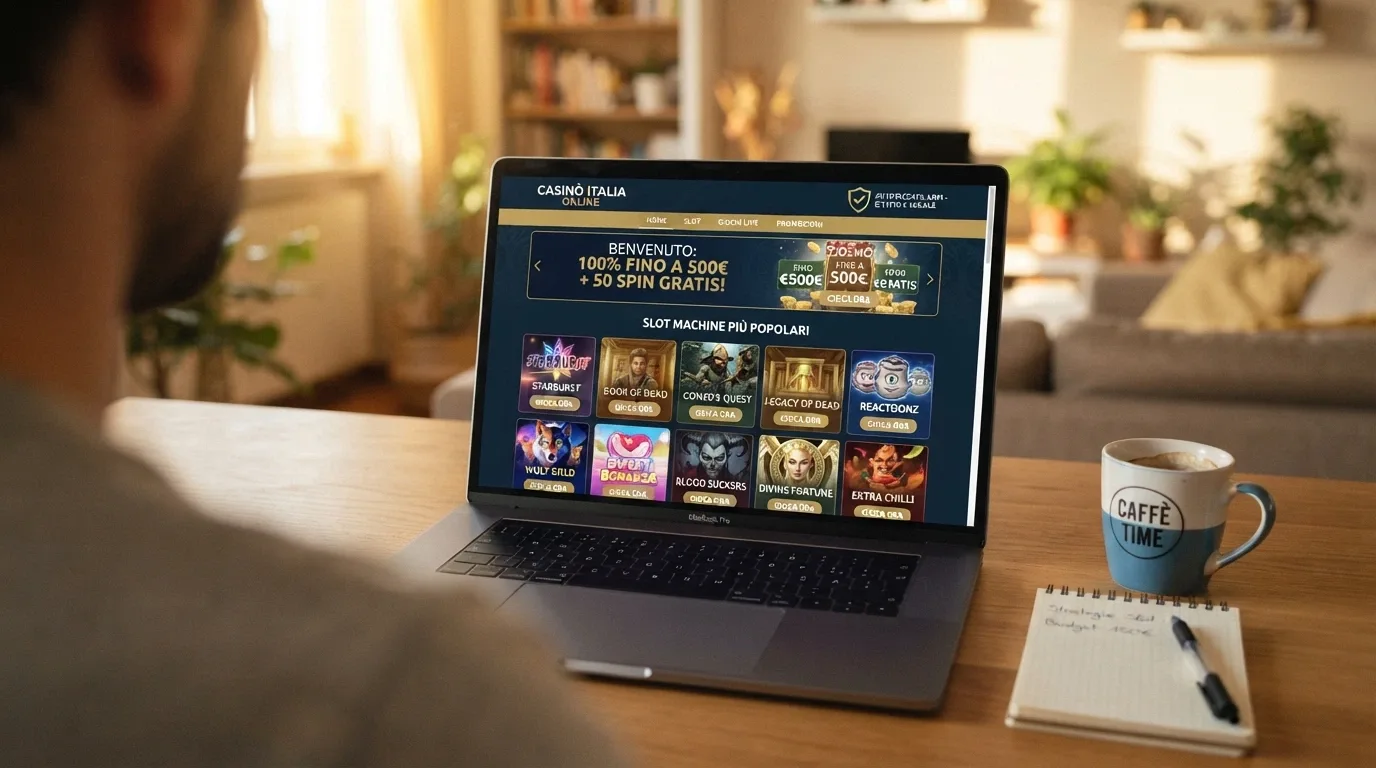 Schermata di un casinò online ADM con la sezione slot in evidenza, logo ADM visibile e interfaccia in italiano con importi in euro