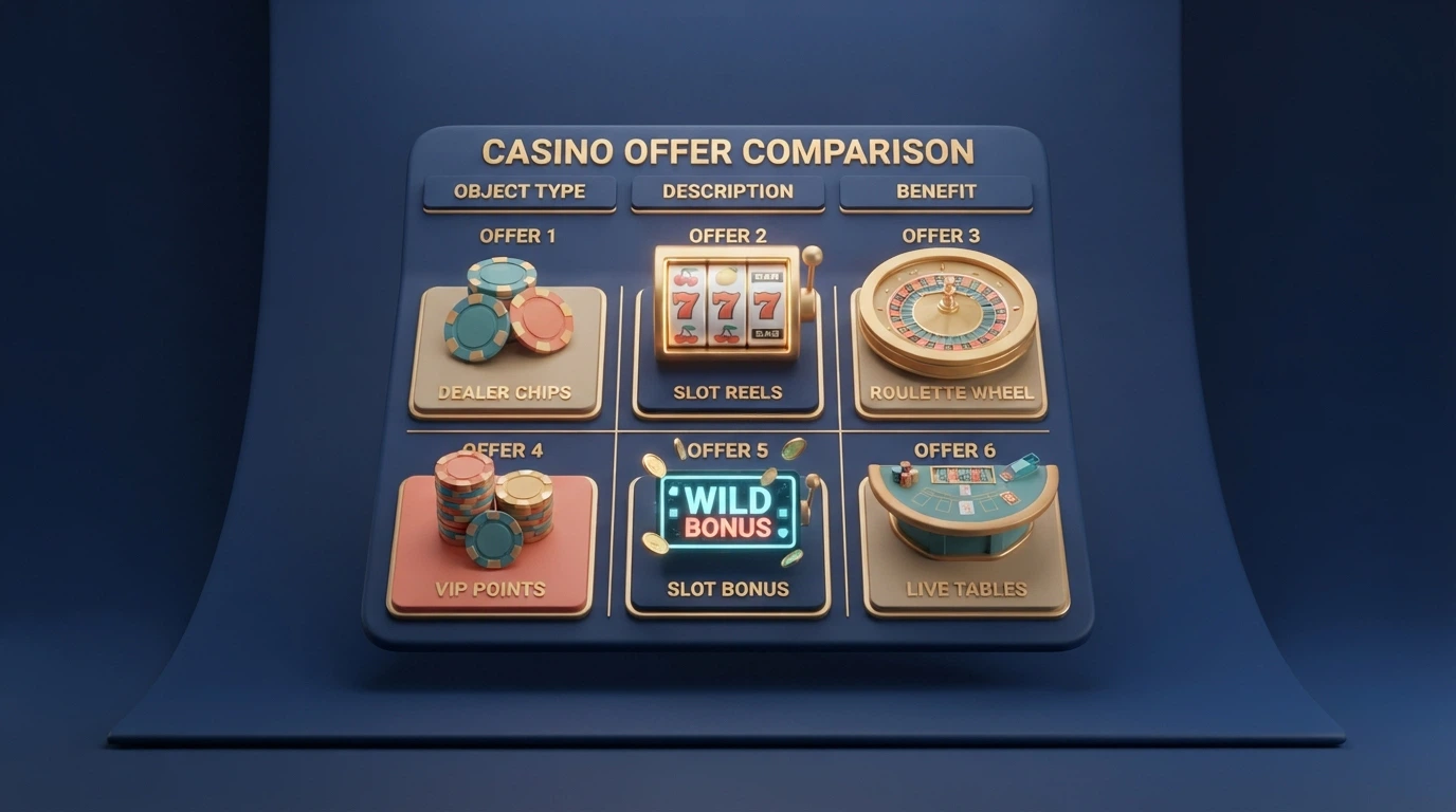 Una tabella comparativa stilizzata con loghi dei casinò ADM e le colonne principali: operatore, offerta senza deposito, wagering, validità