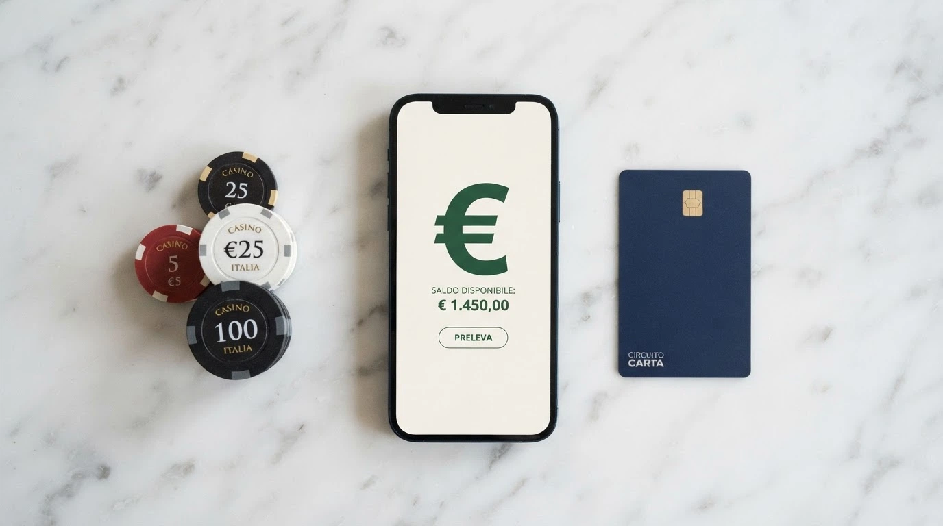 Uno smartphone con le icone di Visa, Skrill, Bitcoin e bonifico bancario allineate su uno schermo