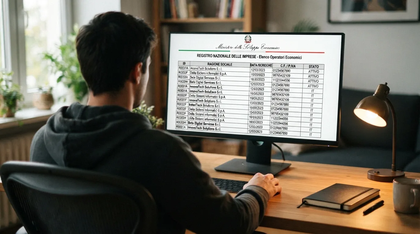 Uno schermo di computer che mostra l'elenco ufficiale dei concessionari ADM con numeri GAD in evidenza