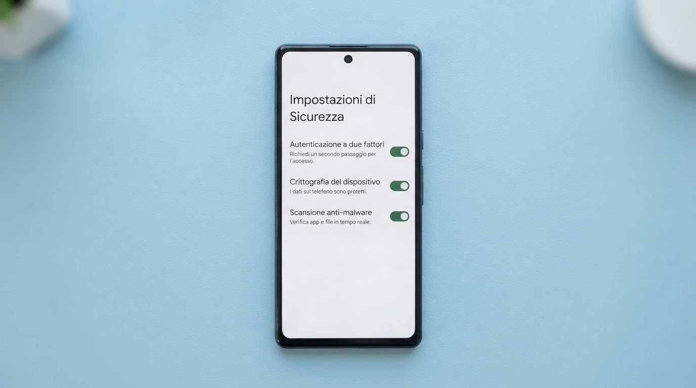 Uno schermo di smartphone che mostra un'interfaccia di autoesclusione con tre interruttori attivi — limite deposito, autoesclusione, blocco temporale — su sfondo rassicurante blu istituzionale