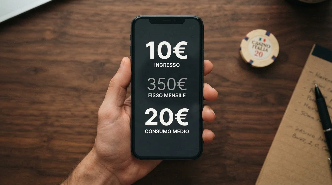 Un close-up del dettaglio di un bonus casinò che mostra il valore nominale dei giri gratis (10€) accanto al volume di scommessa richiesto (350€) e al limite di vincita